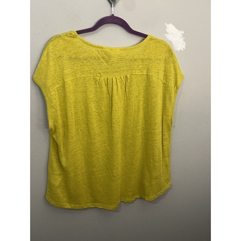 Joie Linen Tshirt Boxy Burnt Out Short Sleeve Size Large Green - Picture 5 of 9